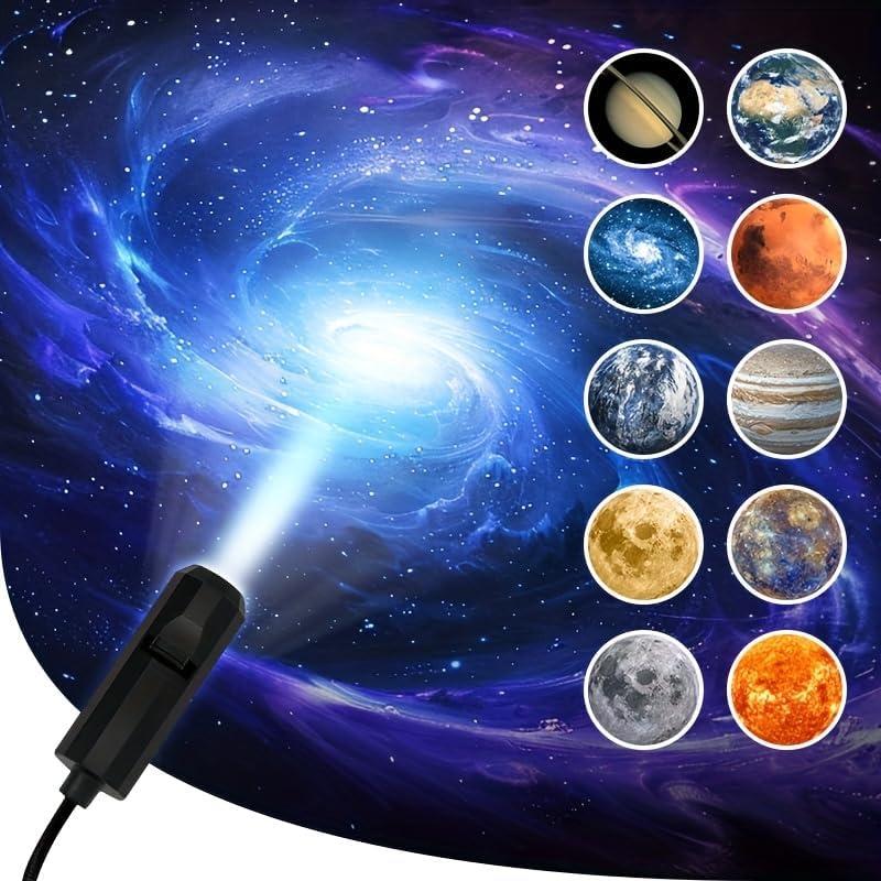 LED Planet Projector Lamp Featuring Planets with Interchangeable Images 360° Rotating